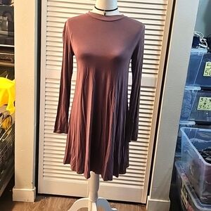 American Eagle Outfitters Mauve Knit Dress Lace Up Back Open Long Sleeve, Size M